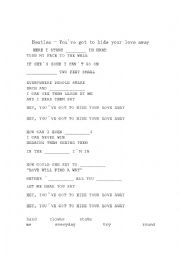 English worksheet: Beatles - Got to hide your love away