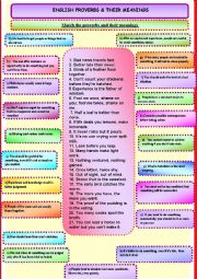 English Worksheet: English Proverbs and Their Meaning Part 2
