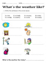 English Worksheet: Whats the weather like today?