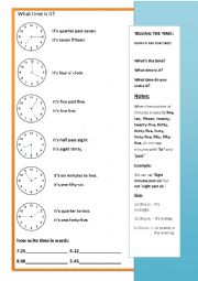 English Worksheet: Telling the time