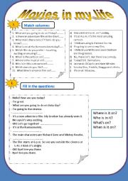 English Worksheet: Movies (Questions, dialogue)