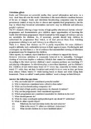 English Worksheet: a reading comprehension