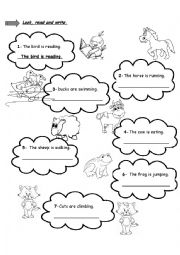 English Worksheet: Farm Animals and Actions