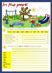 English Worksheet: In the park - There is / There are