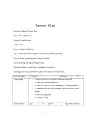 English worksheet: Lesson plan