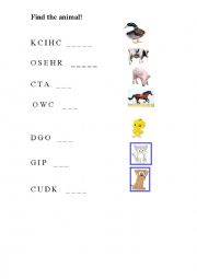 English Worksheet: domestic animals