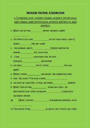 English worksheet: Mixed tense