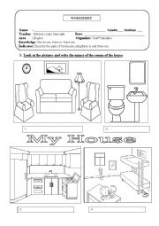 English Worksheet: The rooms of the house