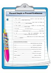 English Worksheet: Present Simple or Present Continuous