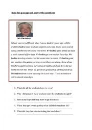 English Worksheet: past obligations