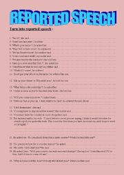 English Worksheet: Reported speech