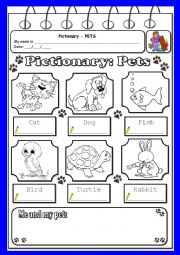 English Worksheet: Pets pictionary