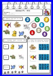 English Worksheet: Worksheet - pets