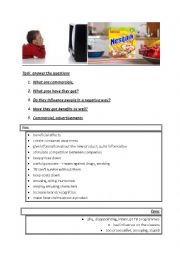 English Worksheet: commercials