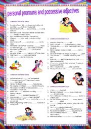 English Worksheet: Personal pronouns (subject) and possessive adjectives