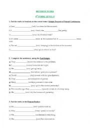 English Worksheet: GRAMMAR REVISION