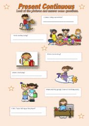 English Worksheet: Present Continuous exercises_ second part