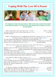 English Worksheet: Coping With The Loss Of A Parent