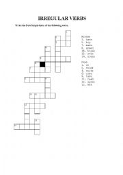 English Worksheet: Past Simple Irregular Verbs Crosswords