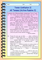 Tense Confusion - 11 All Simple Tenses - (Active - Passive) with KEYS