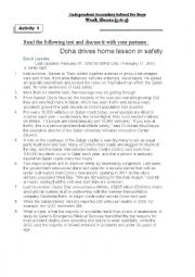 English Worksheet: Doha drives home lesson in safety