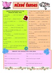 English Worksheet: MIXED TENSES