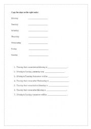 English worksheet: Days of the week