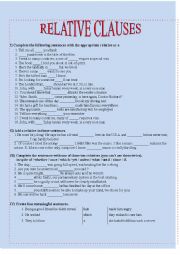 English Worksheet: Relative clauses