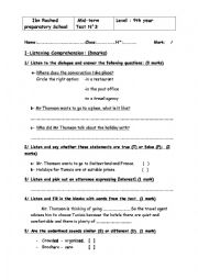English Worksheet: Mid-term test n3