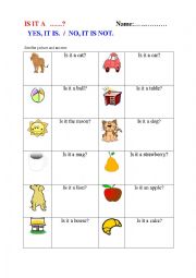 English Worksheet: Is it a...? It is/ it is not.