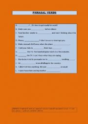 English Worksheet: phrasal verbs