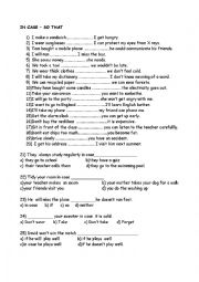 English Worksheet: so that/in case