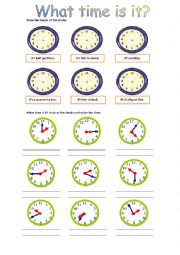 English Worksheet: What time is it?