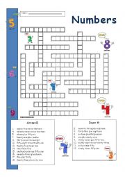 English Worksheet: Numbers Crossword