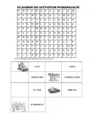 English worksheet: Playground activities_Wordsearch