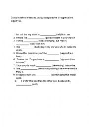 English worksheet: Comparatives, Superlatives