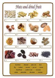 English Worksheet: Nuts and dried fruit