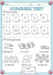 English Worksheet: Numbers test