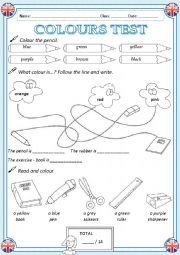 English Worksheet: Colour test