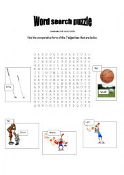 English worksheet: comparative adjectives word search