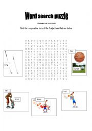 English Worksheet: comparative adjectives word search