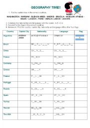 English Worksheet: Geography Time!! 