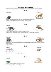 English worksheet: Animal Alphabet