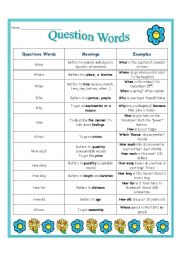 English Worksheet: Question Words