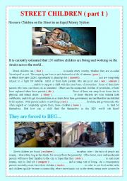 English Worksheet: STREET CHILDREN ( part 1 ) 