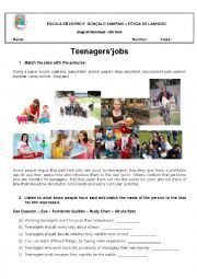English Worksheet: Teens jobs