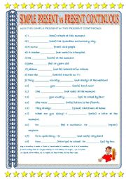 English Worksheet: PRESENT SIMPLE vs PRESENT CONTINOUS