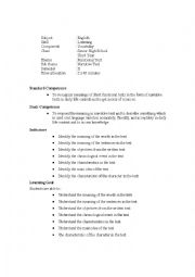 English Worksheet: listening action plan