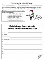 English Worksheet: Modal verbs (should / must) 