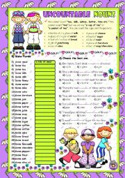 English Worksheet: UNCOUNTABLE NOUNS